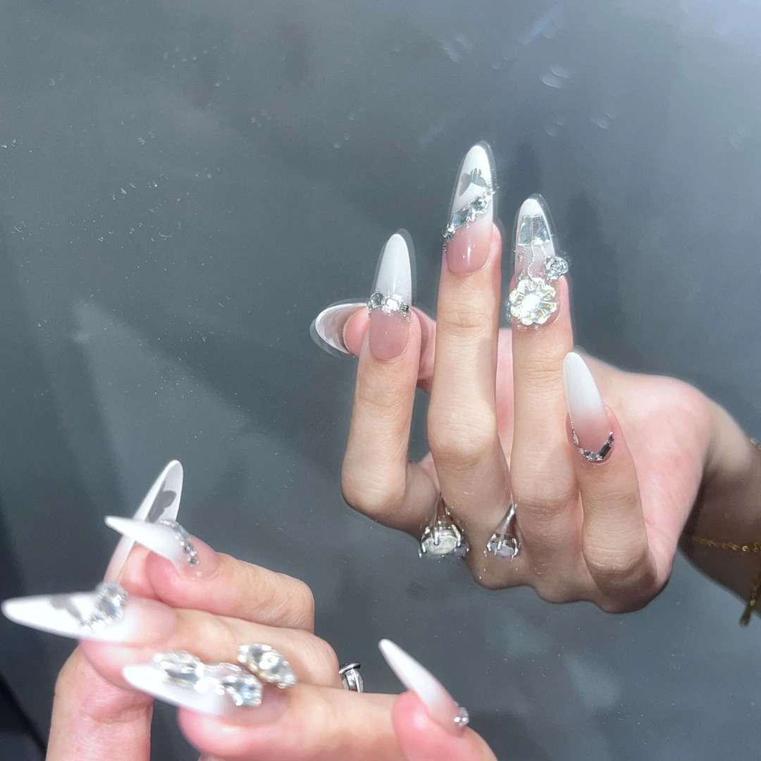 【蝶恋花】缇觅轻奢气质渐变镂空蝴蝶全华子钻纯手工可拆卸式穿戴甲