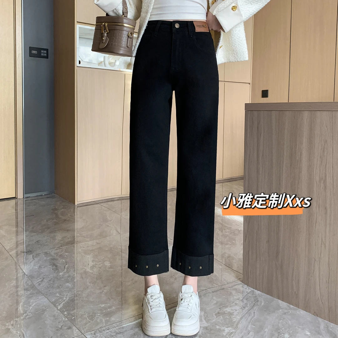 【小雅家】小个子定制牛仔新款烟管裤直筒八分裤显高显腿瘦牛仔裤