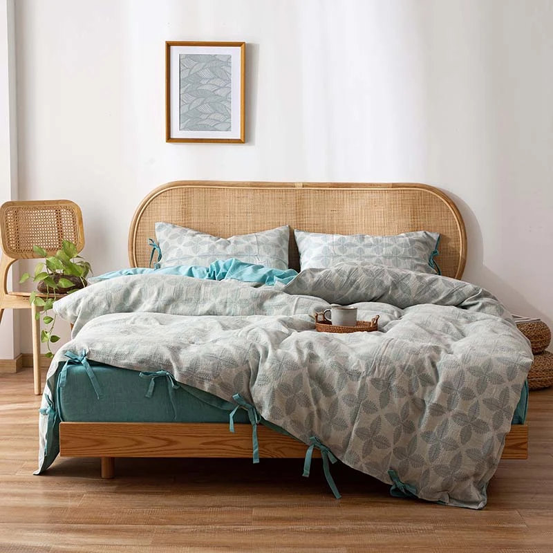 新款四叶草系列色织双层纱工艺款宽边高奢四件套学生宿舍