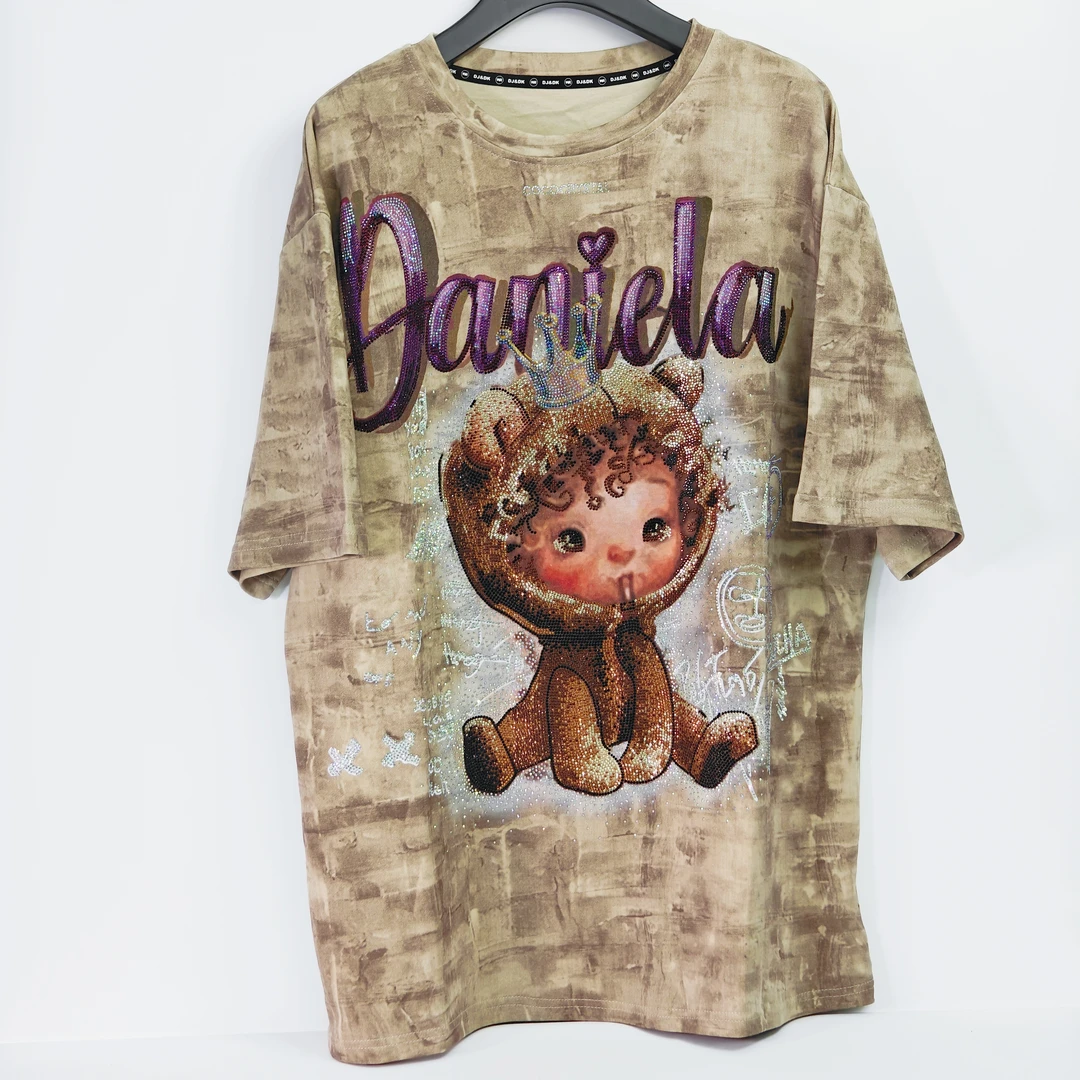 设计师皇冠娃娃图案潮牌T恤