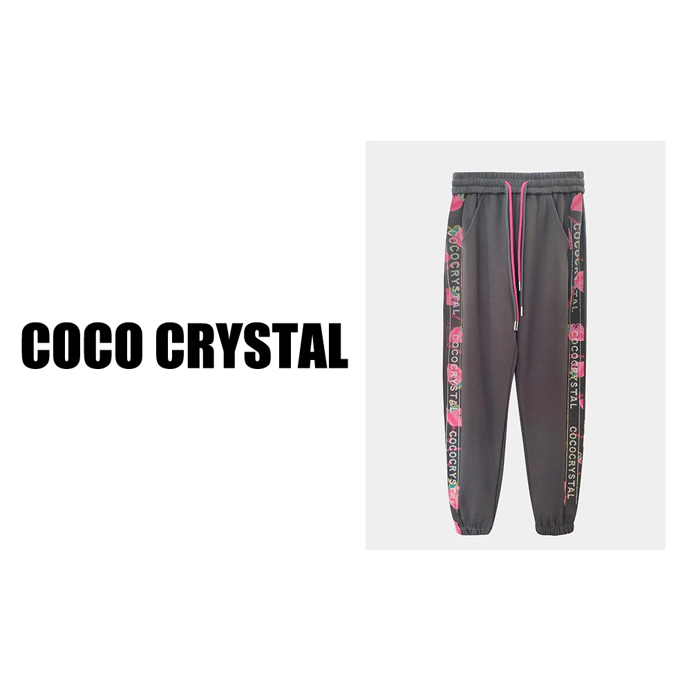 COCO CRYSTAL 10121玫红草莓图案休闲卫裤
