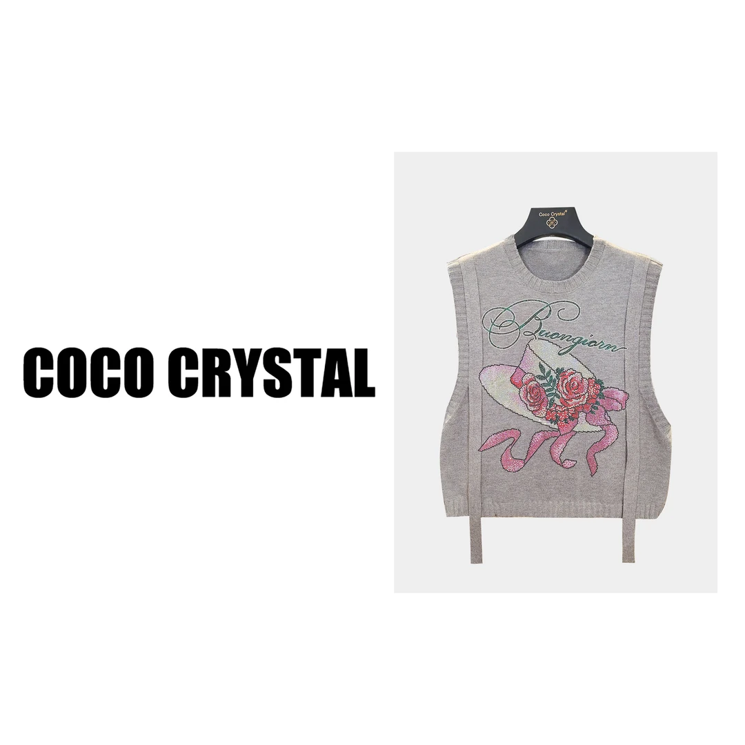 高品质字母草帽图案飘带马甲