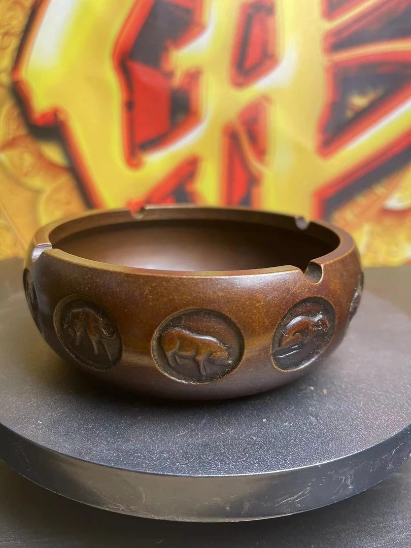 众生平等器，黄铜十二生肖烟灰缸手工打造古法工艺铜器