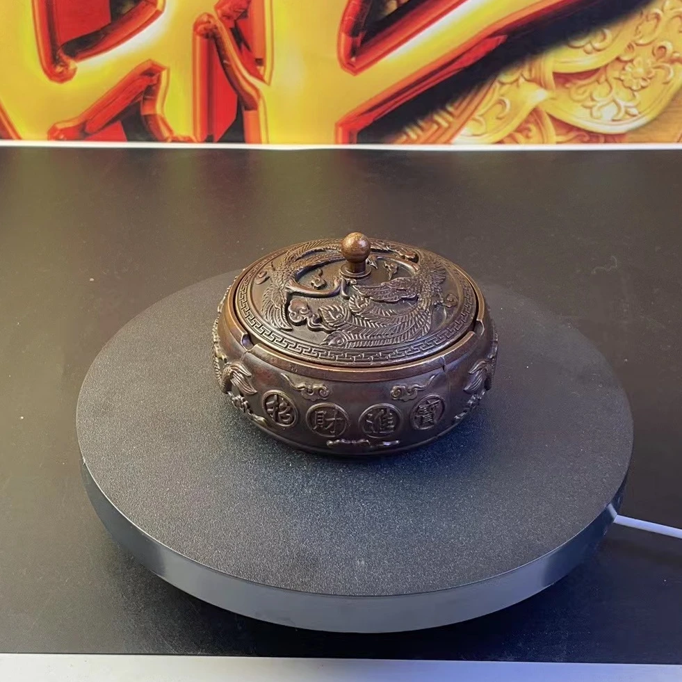 黄铜龙凤烟灰缸440g铜器手工打造古法工艺
