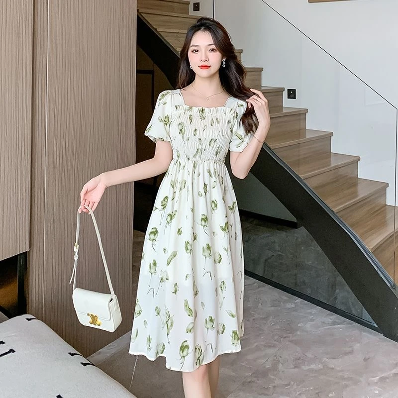 小个子雪纺连衣裙女夏季新款高级感法式气质收腰显瘦裙宽松连衣裙