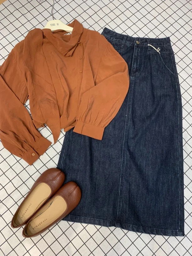 8866女装韩版时尚大方百搭牛仔半身裙