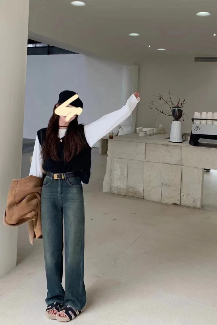 6552韩版时尚女装百搭牛仔裤（没皮带）