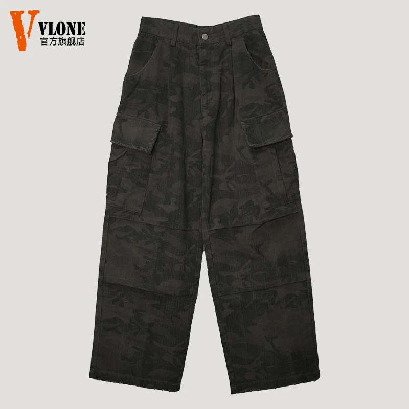 VLONE迷彩牛仔工装裤宽松复古高街休闲裤潮流街头