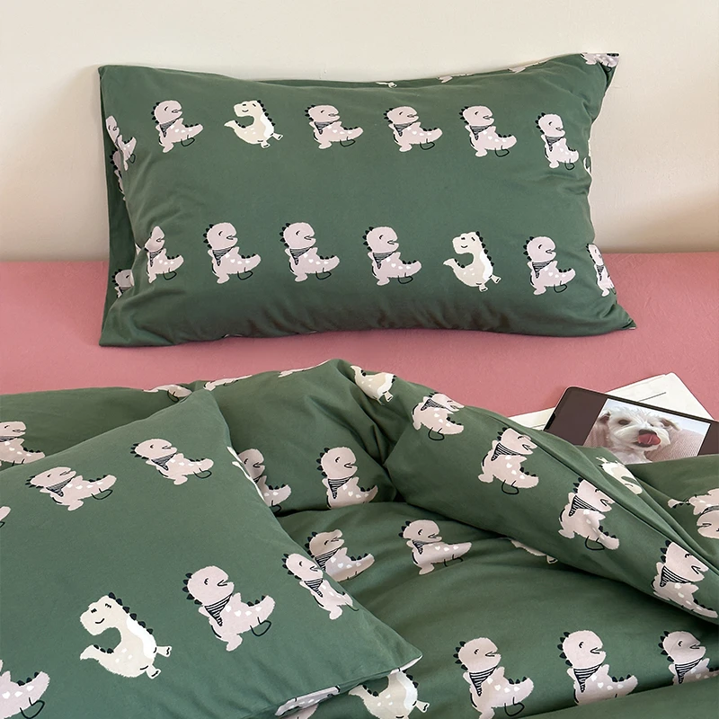 直播福利A类全棉针织棉四件套床笠款 裸睡超柔印花天竺棉被套枕套