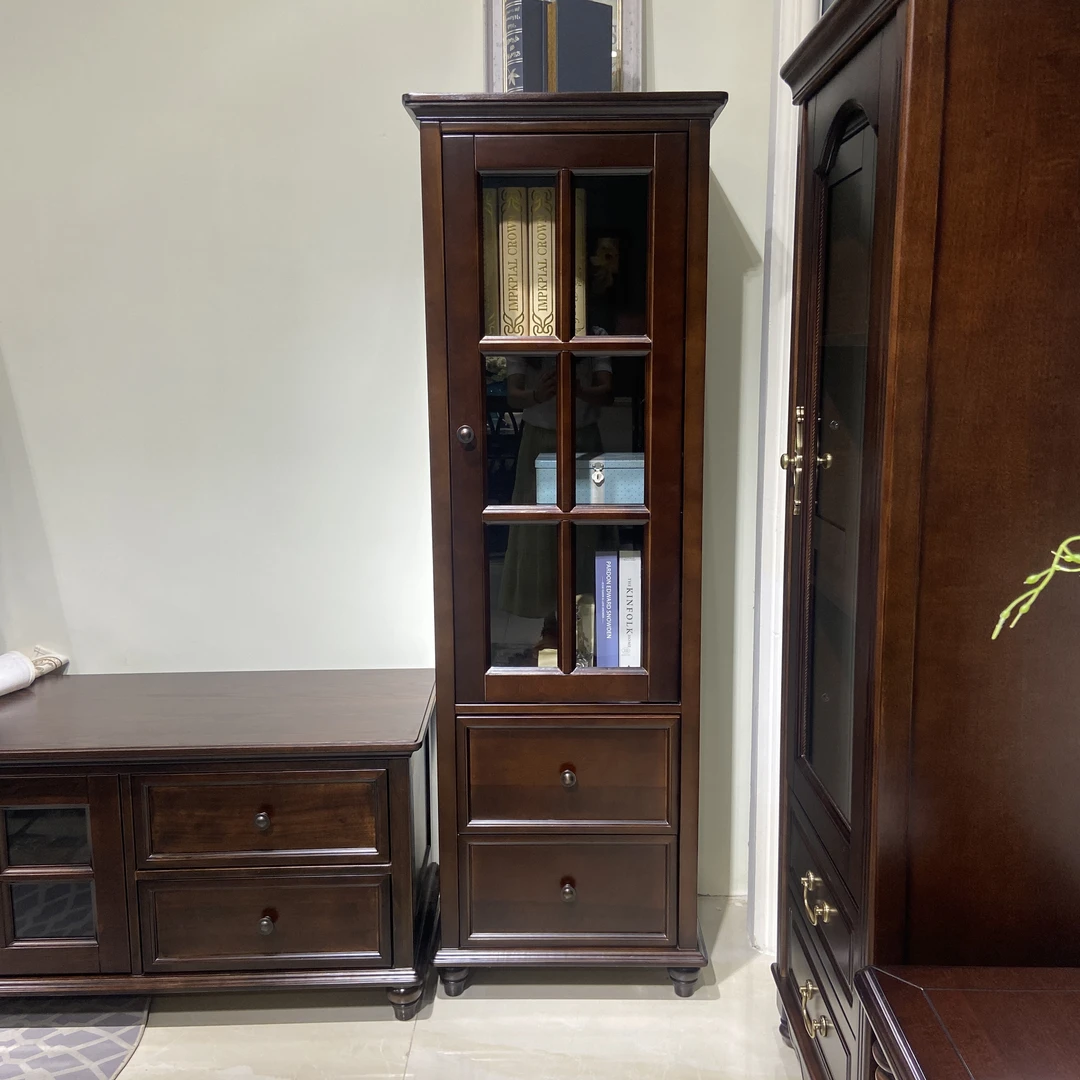 【品牌家具】E2405美式全原木单门酒柜电视柜边柜带门储物柜