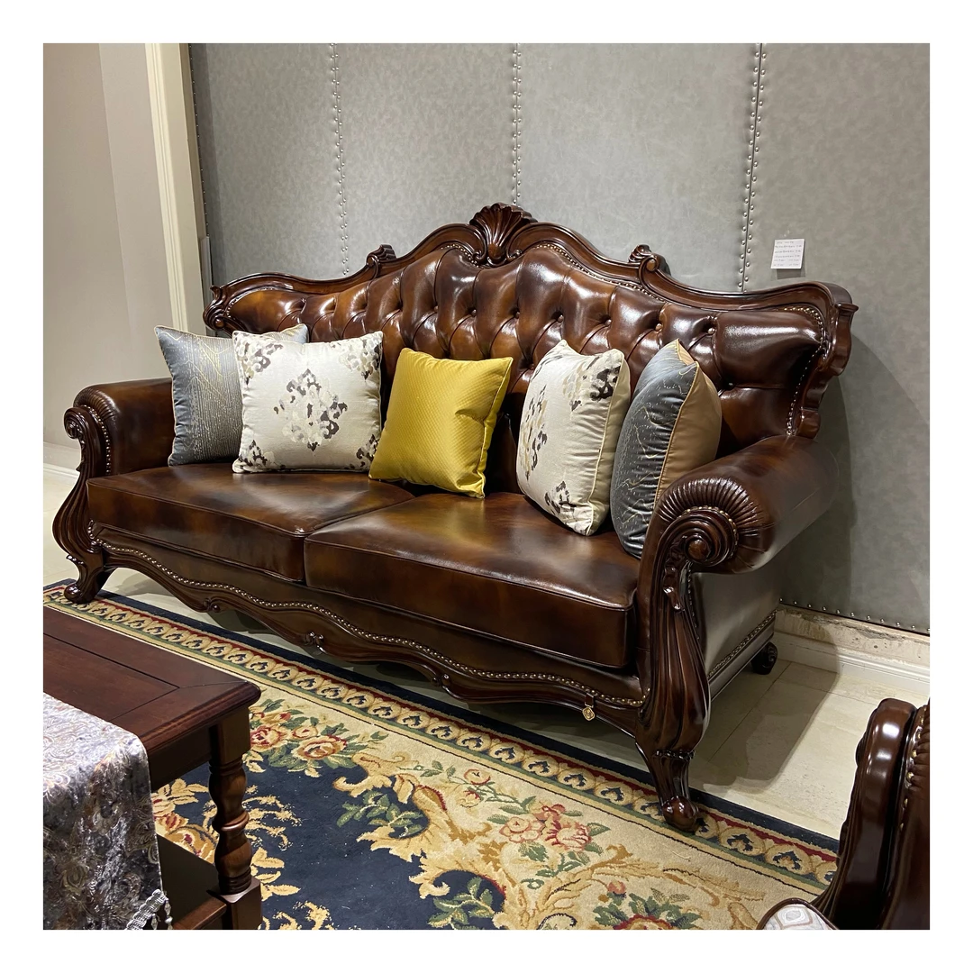 【品牌代工】庄园卡佩KP1725美式沙发头层牛皮客厅沙发组合