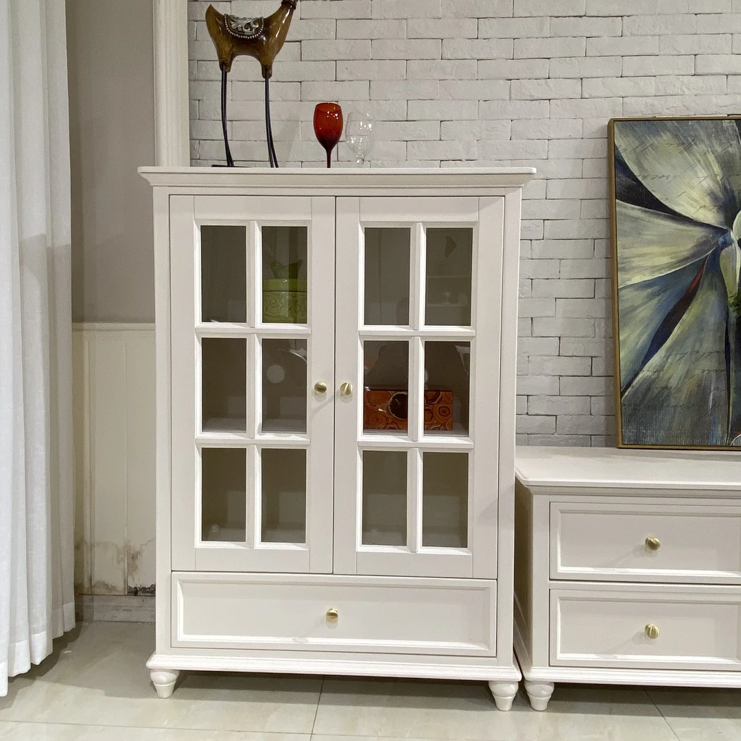 【品牌家具】尚品E2401美式实木双门酒柜长900宽425高1250环保家具