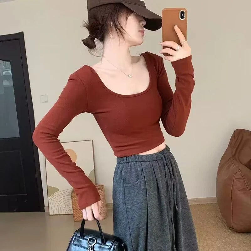 气质修身超显瘦垫肩超弹里打底衫2023秋新款秋冬百搭春秋上衣紧身