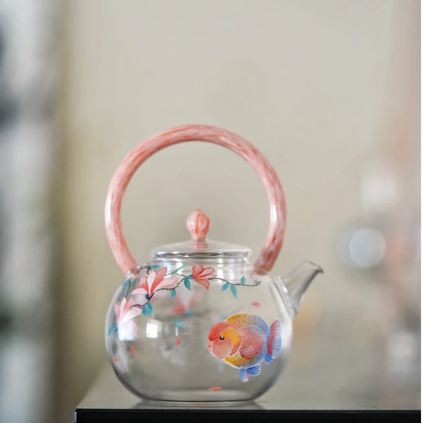 灵源山房严选-物肆 玉兰兰寿鱼小提梁壶200ML