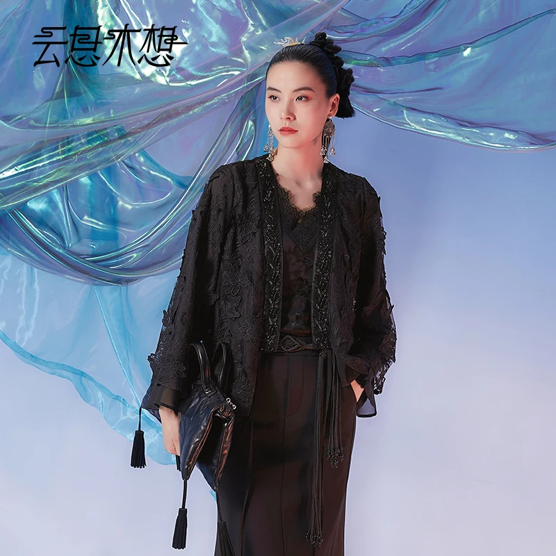 Ysimo-X云思木想摩登国风女装2024秋季新款立体绣花织带外套12217