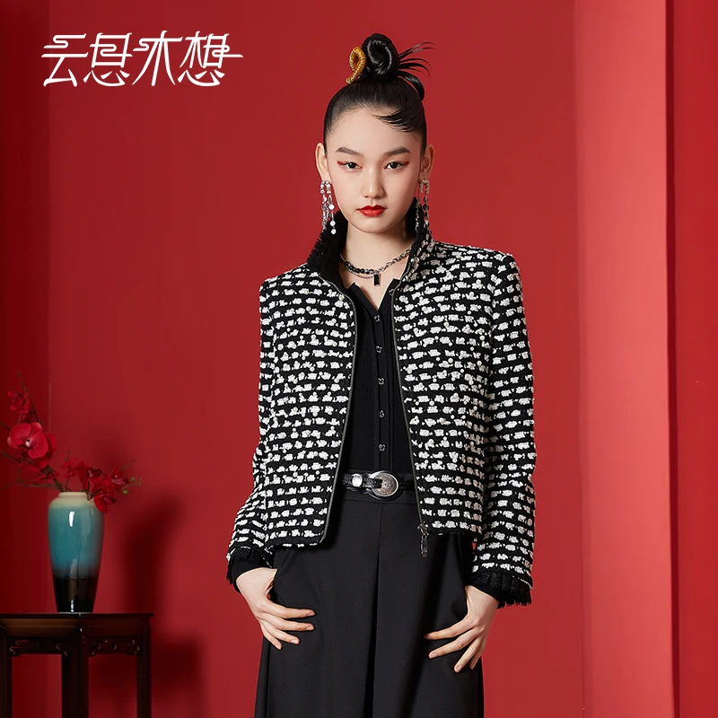 Ysimo-X云思木想新中式2024春季新款钉珠撞色小香风外套11433