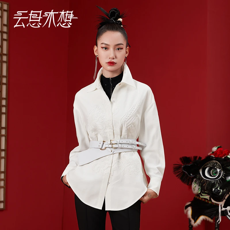 Ysimo-X云思木想新中式2024早春新款绣花气质衬衫外套11273