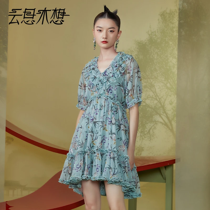 Ysimo-X云思木想原创中国风2024夏季新款印花两件装连衣裙11832