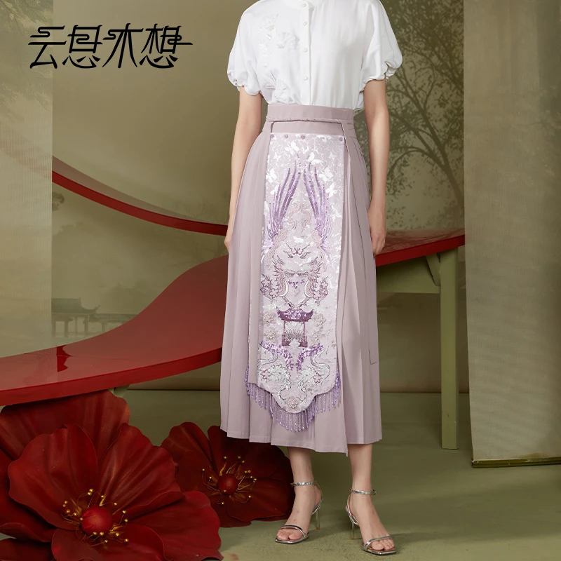 Ysimo-X云思木想新中式2024夏季新款重工绣花钉珠流苏马面裙11609