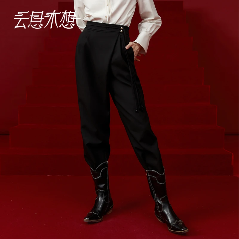 云思木想摩登中国风2023春季新款流苏吊珠休闲裤10153