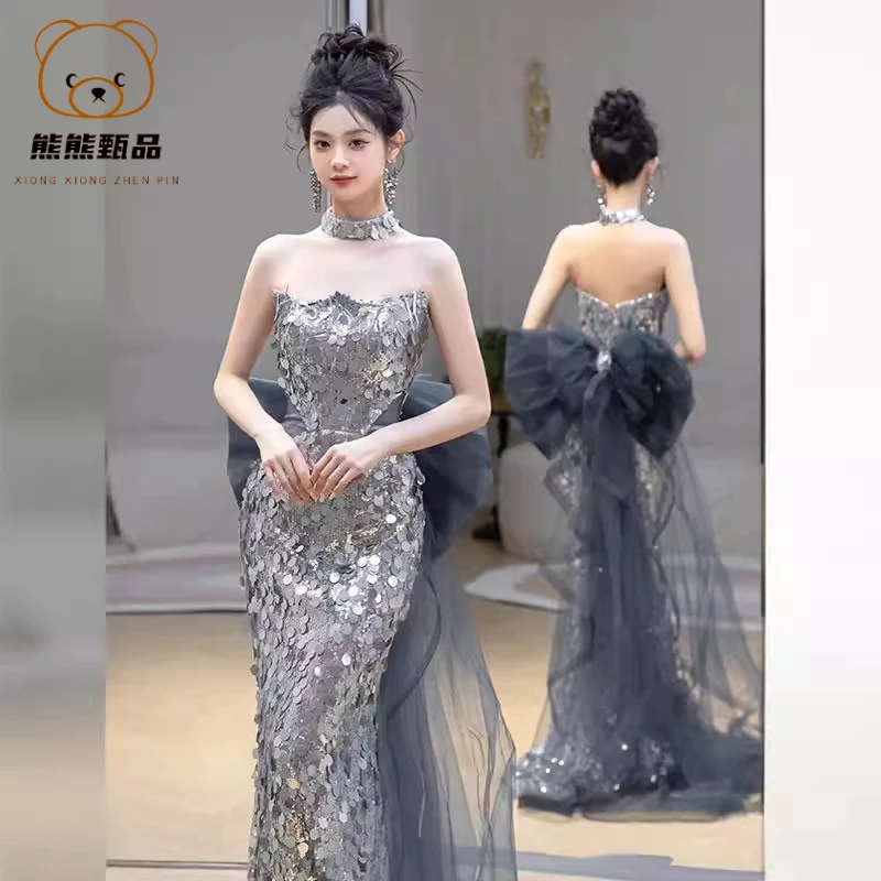 晚礼服成人礼婚纱订婚敬酒服轻奢小众高端毕业鱼尾法式亮片高级yd