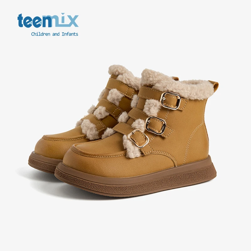 天美意儿童雪地靴女童棉鞋冬季加绒男童二棉鞋2025新款女宝宝棉靴