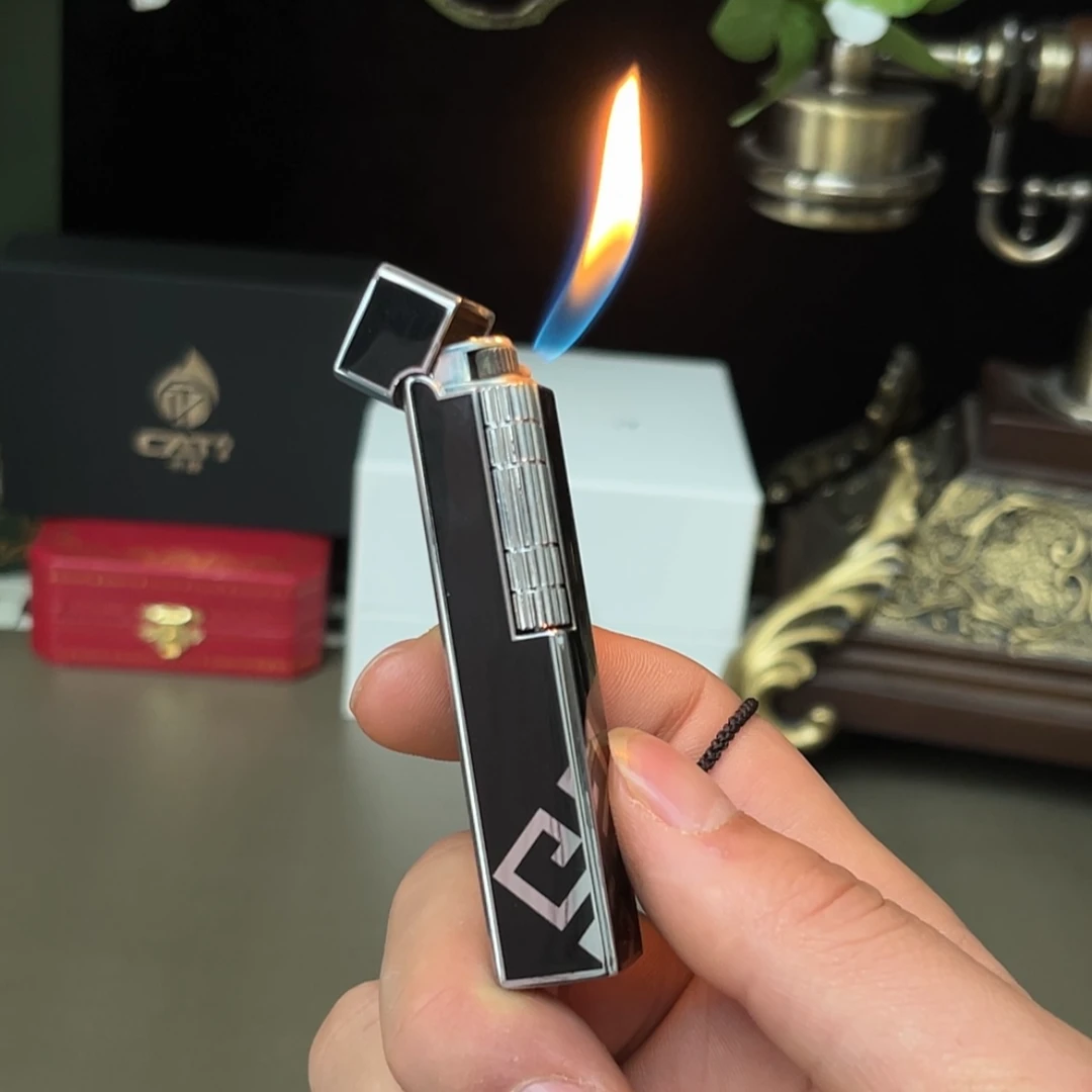 新款纤巧打火机方笔侧滑小黑条创意高端个性高颜值时尚送男生礼物
