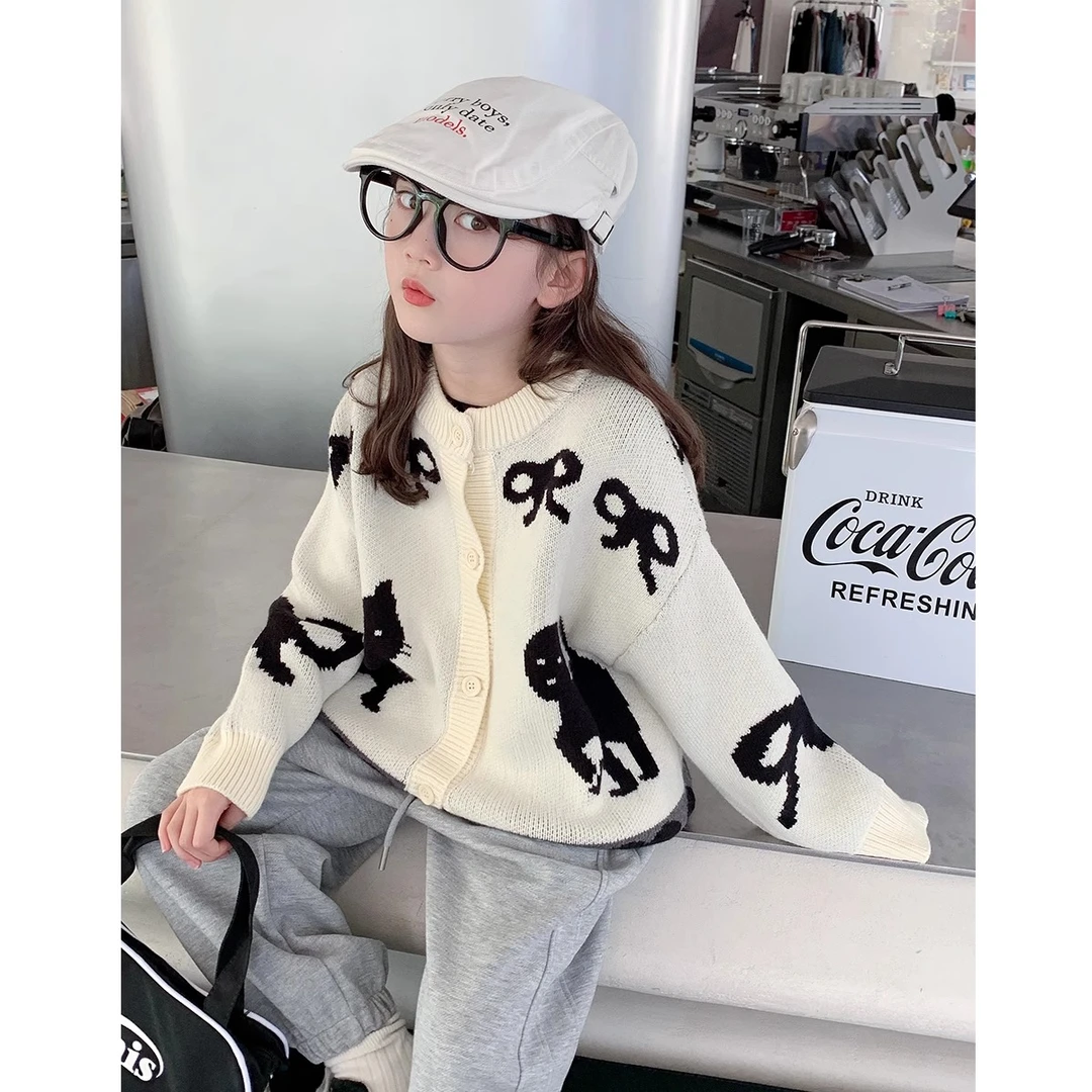 女童毛衣开衫春秋款小女孩秋季韩版针织衫儿童秋装洋气外套A24309