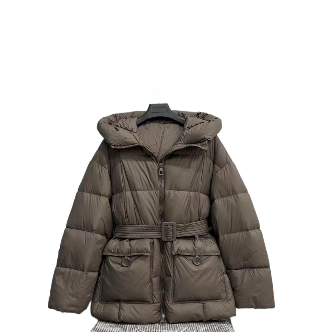 6169  长款  腰带装饰  纯色  气质  百搭  时尚  保暖羽绒服