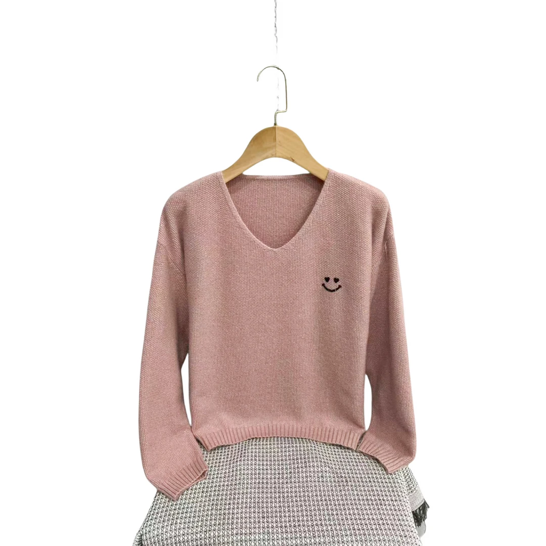 972笑脸图  纯色  简约  亮片  休闲  潮流  毛针织衫