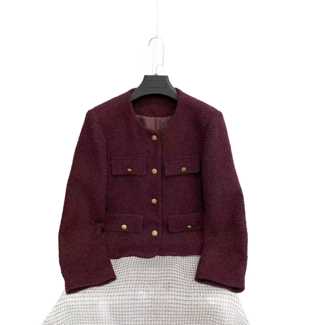 231  口袋  纽扣  纯色  复古  休闲  百搭  短外套