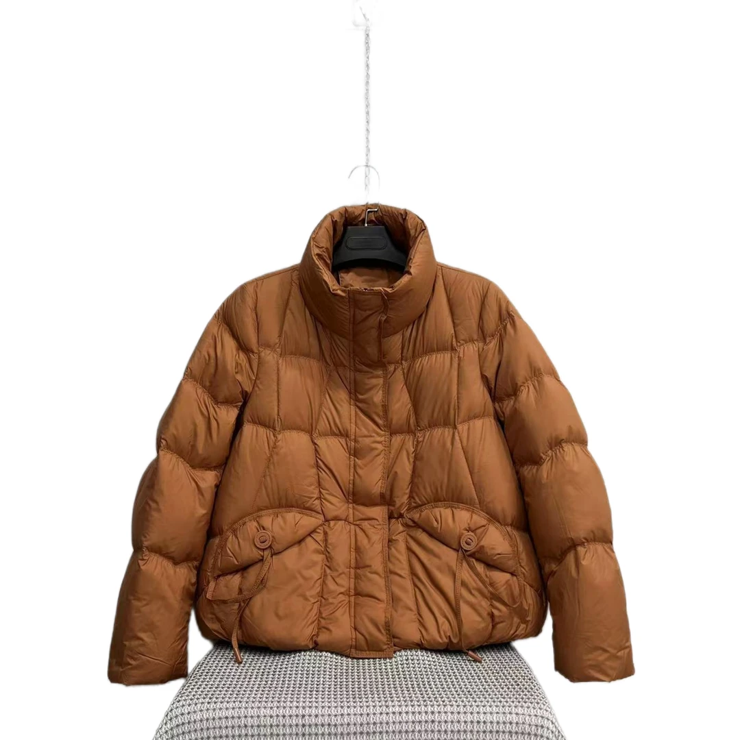 163  口袋细绳装饰  纯色  百搭  简约  舒适  保暖羽绒服