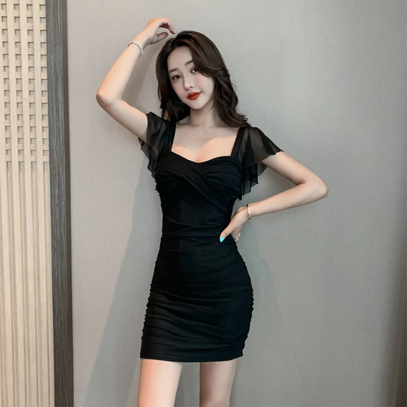 夜总店性感网纱连衣裙女夏季夜场上班衣服spa足疗足浴技师工作服