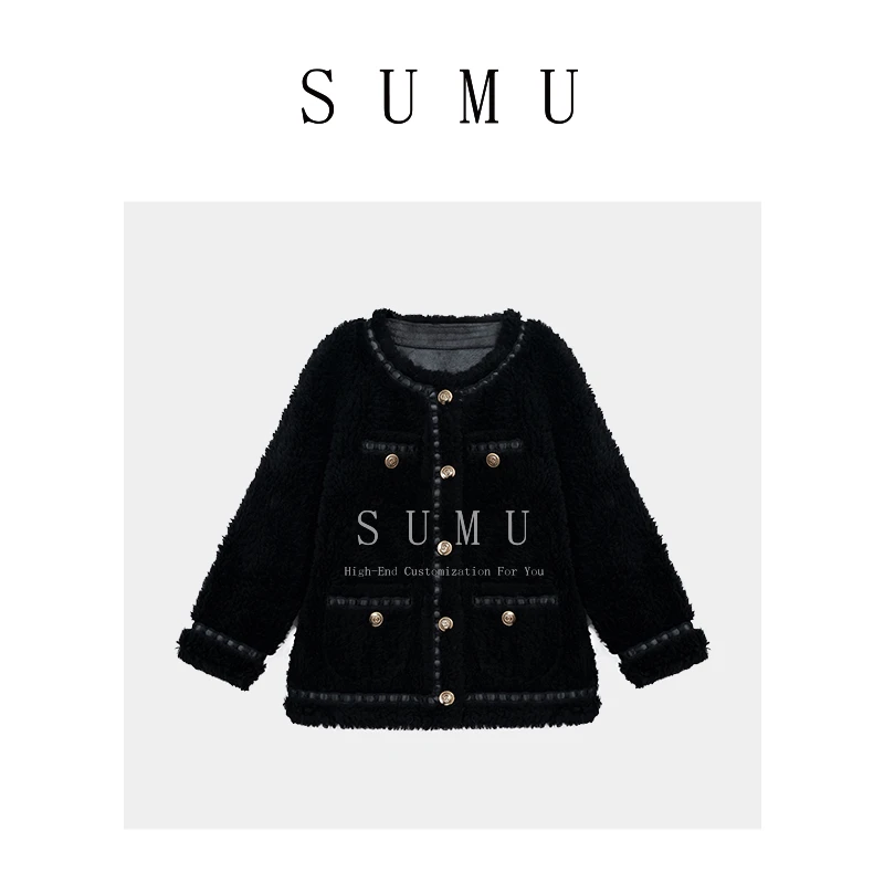 宿慕SUMU 气质小香风外套 1.10冬季2024新款宽松百搭女士外套8877