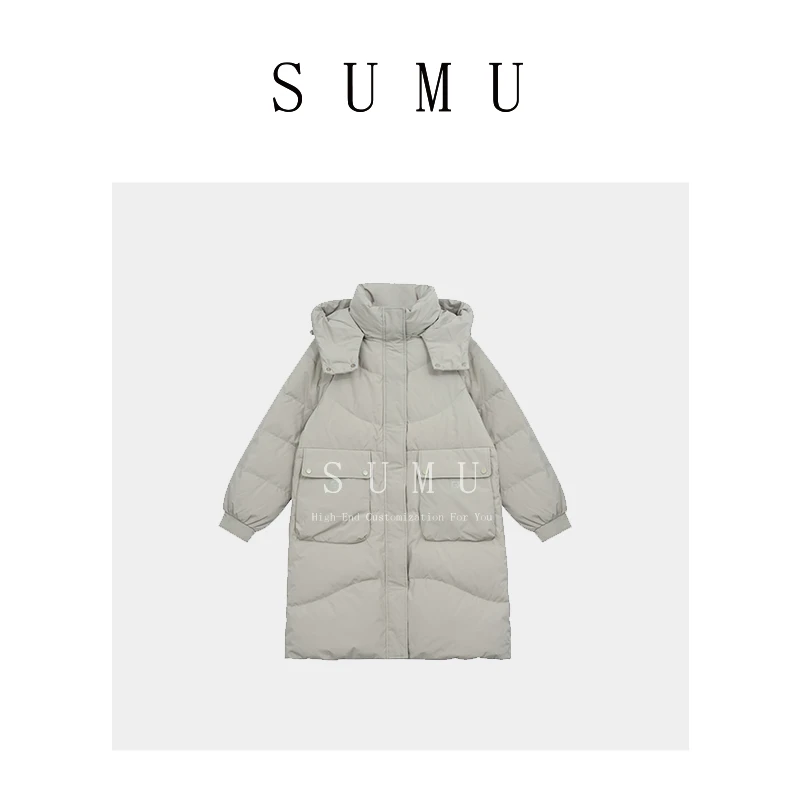 宿慕SUMU 白鸭绒羽绒服 12.25 冬季2023新款连帽女士羽绒服8121