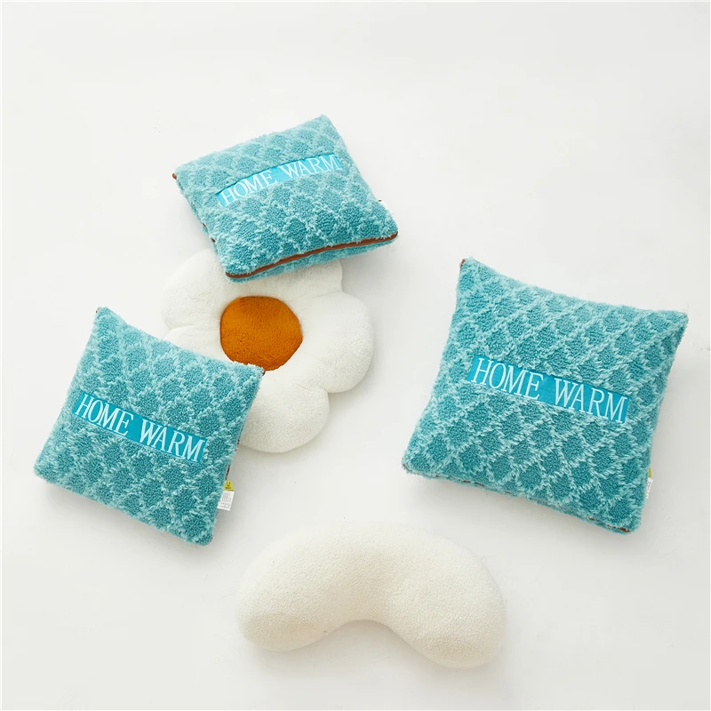 限-【暖家孔雀蓝小号】双面牛奶绒加厚多功能二合一车载两用抱枕被