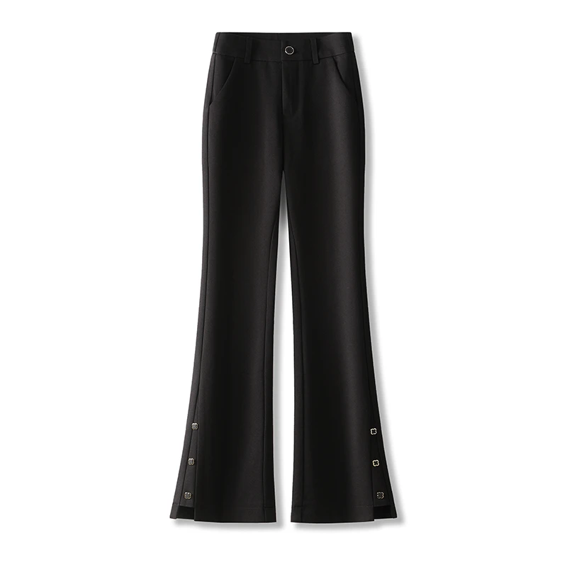 黑色裤子女2024年春秋新款西装裤女高腰显瘦垂坠感直筒筒喇裤8333