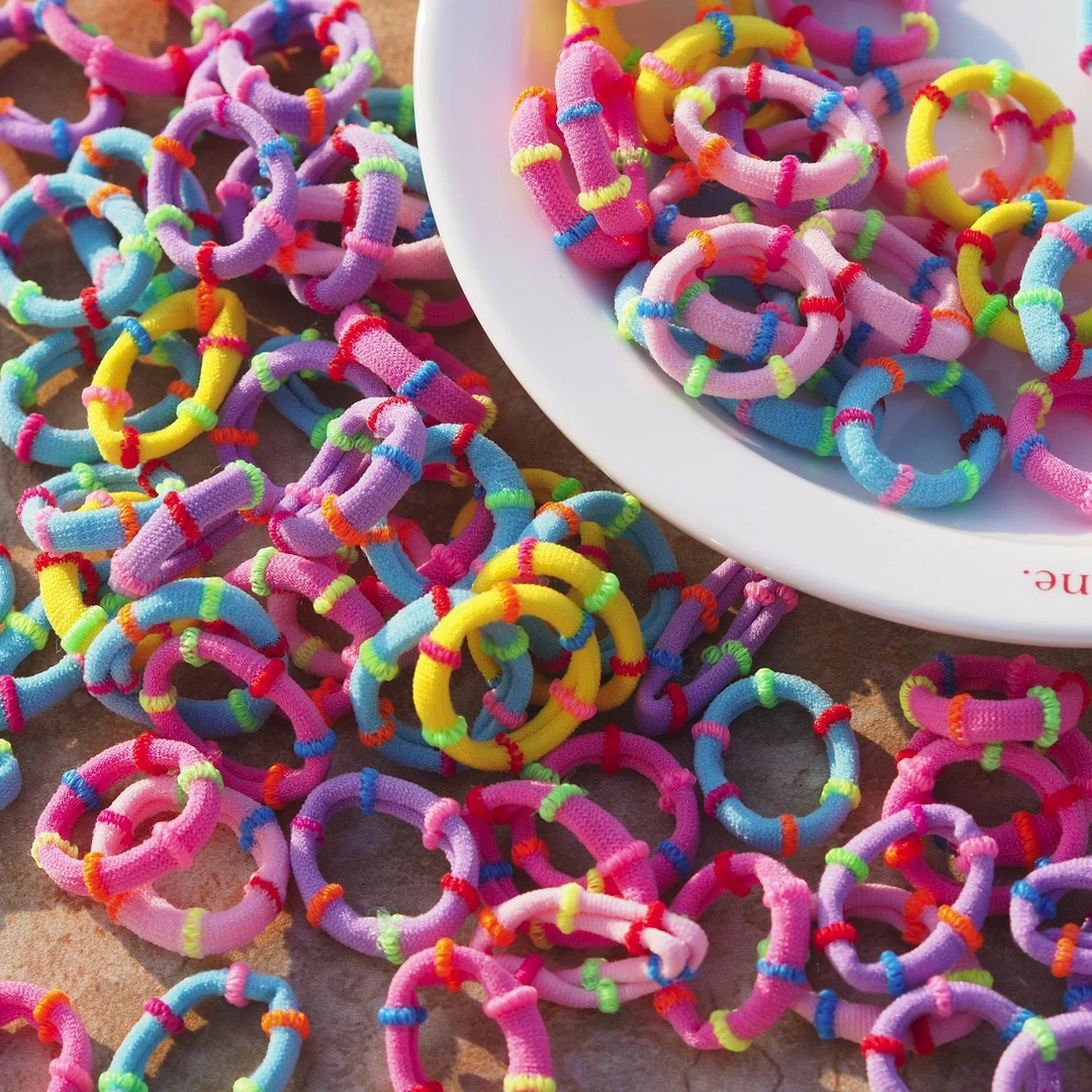 女童弹性高弹力彩色新年发绳头饰女款不伤发可爱头绳宝宝糖果发饰