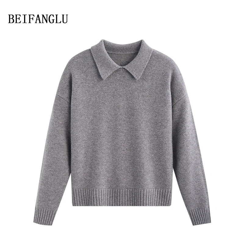 北方鹿 轻奢老钱风！绵羊毛2024冬气质POLO领套头针织羊毛衫女2553