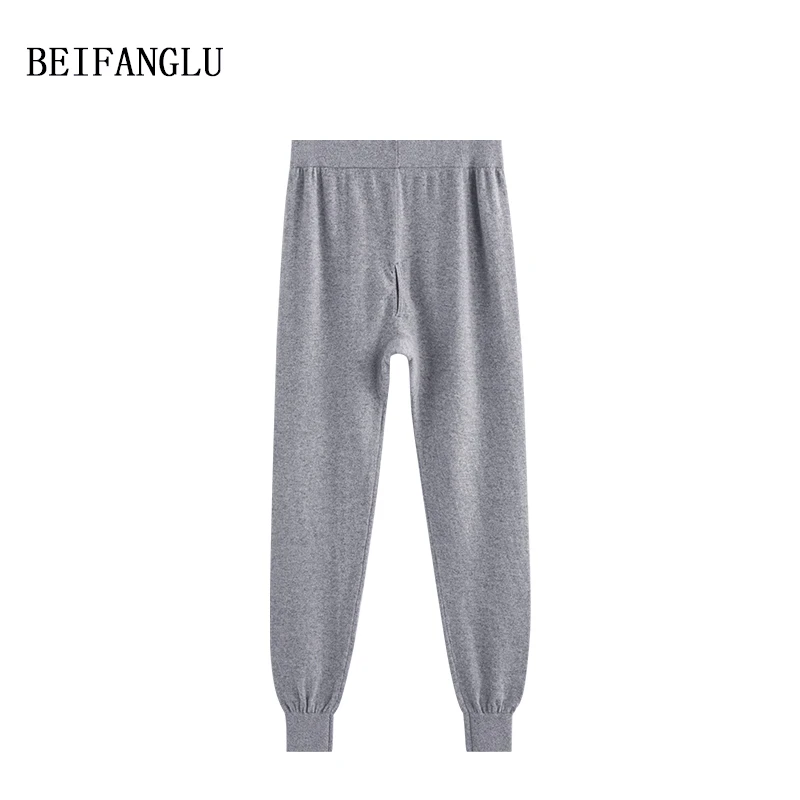 北方鹿【过冬保暖羊毛裤】男士2024冬绵羊毛松紧腰针织打底秋裤2903