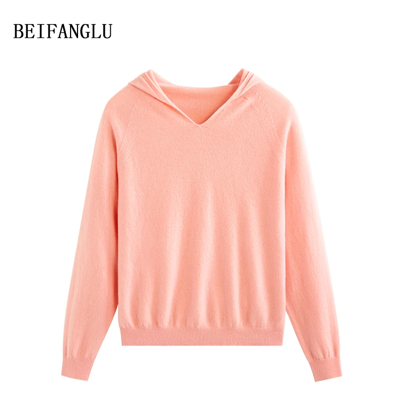 北方鹿【实力宠粉】无缝一体绵羊毛2024秋冬百搭连帽针织衫女26211