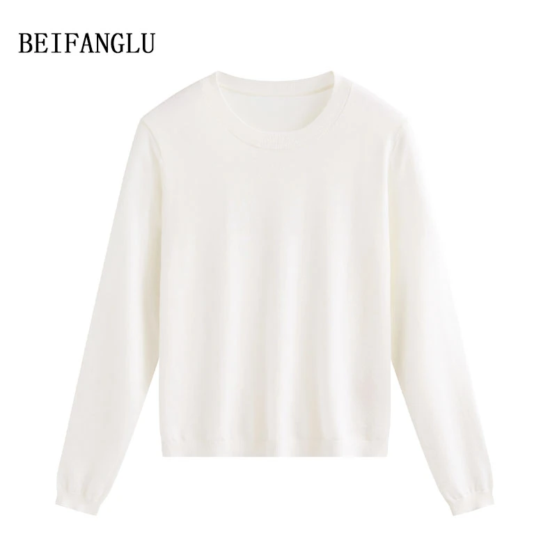 北方鹿 三醋酯天丝羊绒！柔滑肌底衣百搭圆领早秋打底针织衫女6293