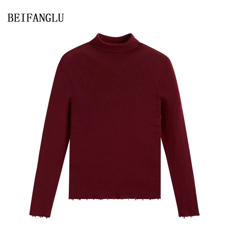 【无缝一体精纺系列】亲肤绵羊毛气质堆堆领针织打底衫女SL01