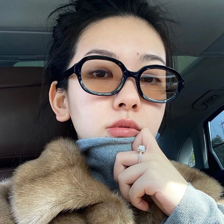 复古茶色墨镜女韩版眼镜防紫外线街拍防晒太阳镜椭圆窄框太阳眼镜