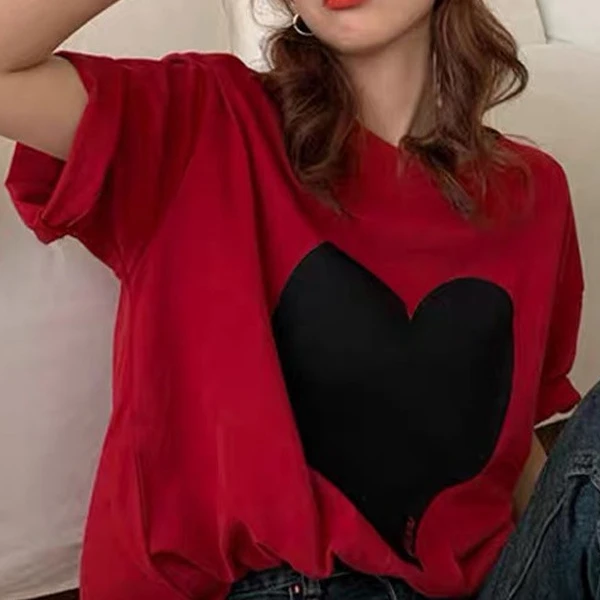 时尚潮牌爆款下衣失踪红色短袖T恤女装欧货中长款上衣夏季