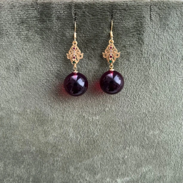 合金珐琅耳饰 时尚设计耳饰025 红色圆珠