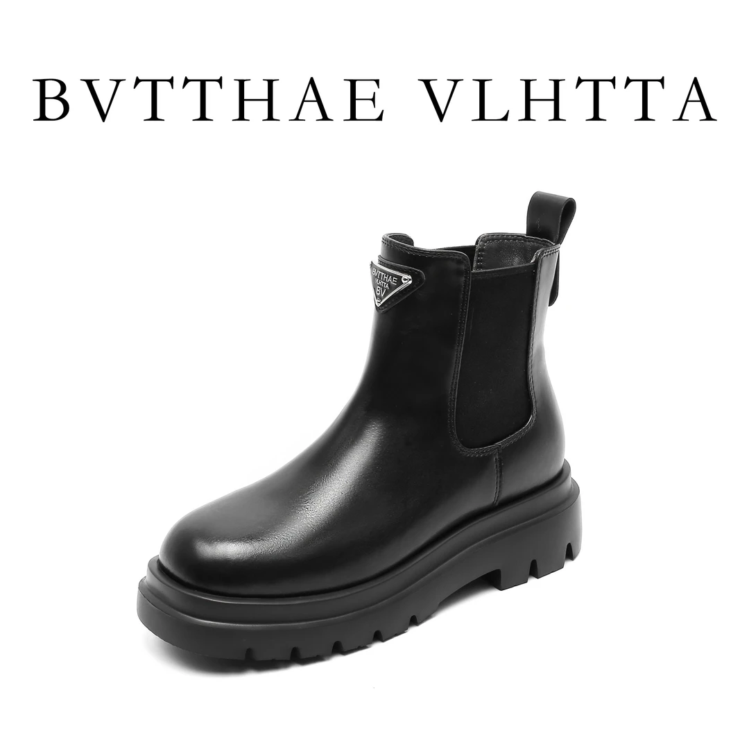 【官方正品】女士 BV 【防伪芯片】英伦风新款百搭时尚增高女靴秋冬款