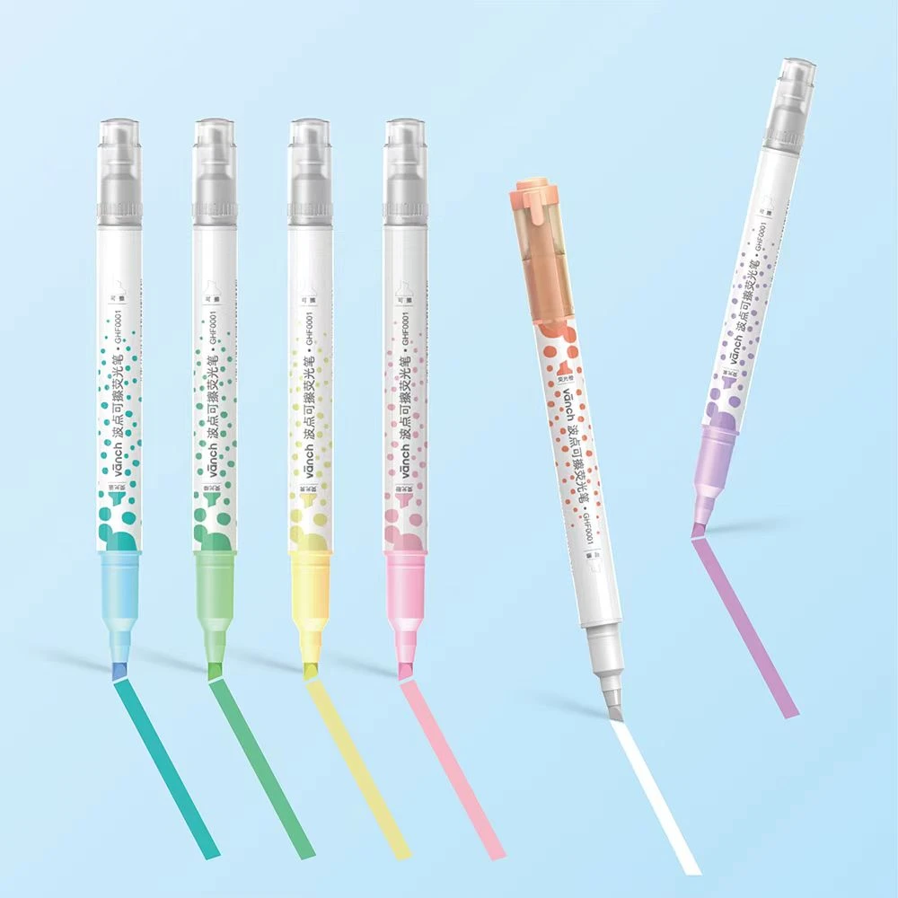 贝发波点可擦荧光笔6色可擦可写学生财务办公家庭可用