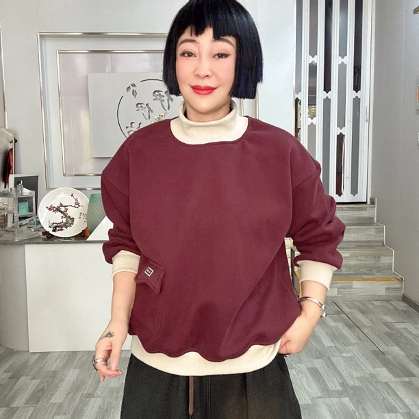 个性拼接加绒卫衣