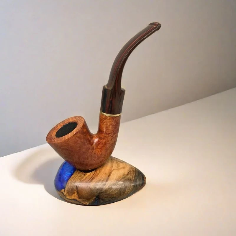 沙分手工烟斗3mm烟道原木色火焰纹烟斗
